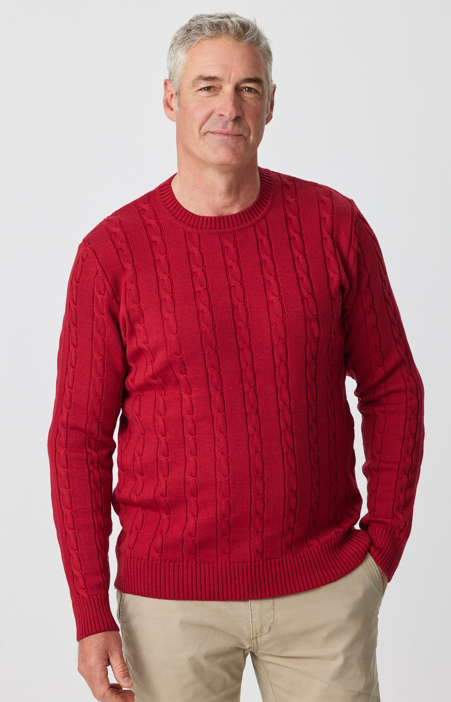 Column Cable Crew Sweater
