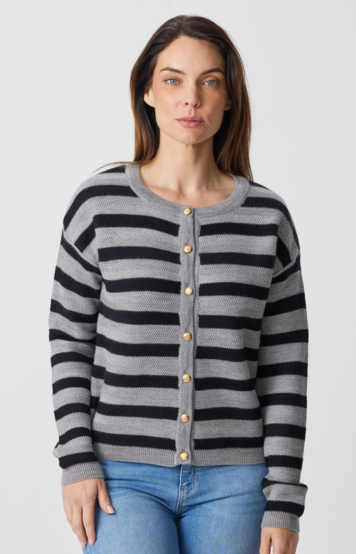Racking Stripe Crew Cardigan