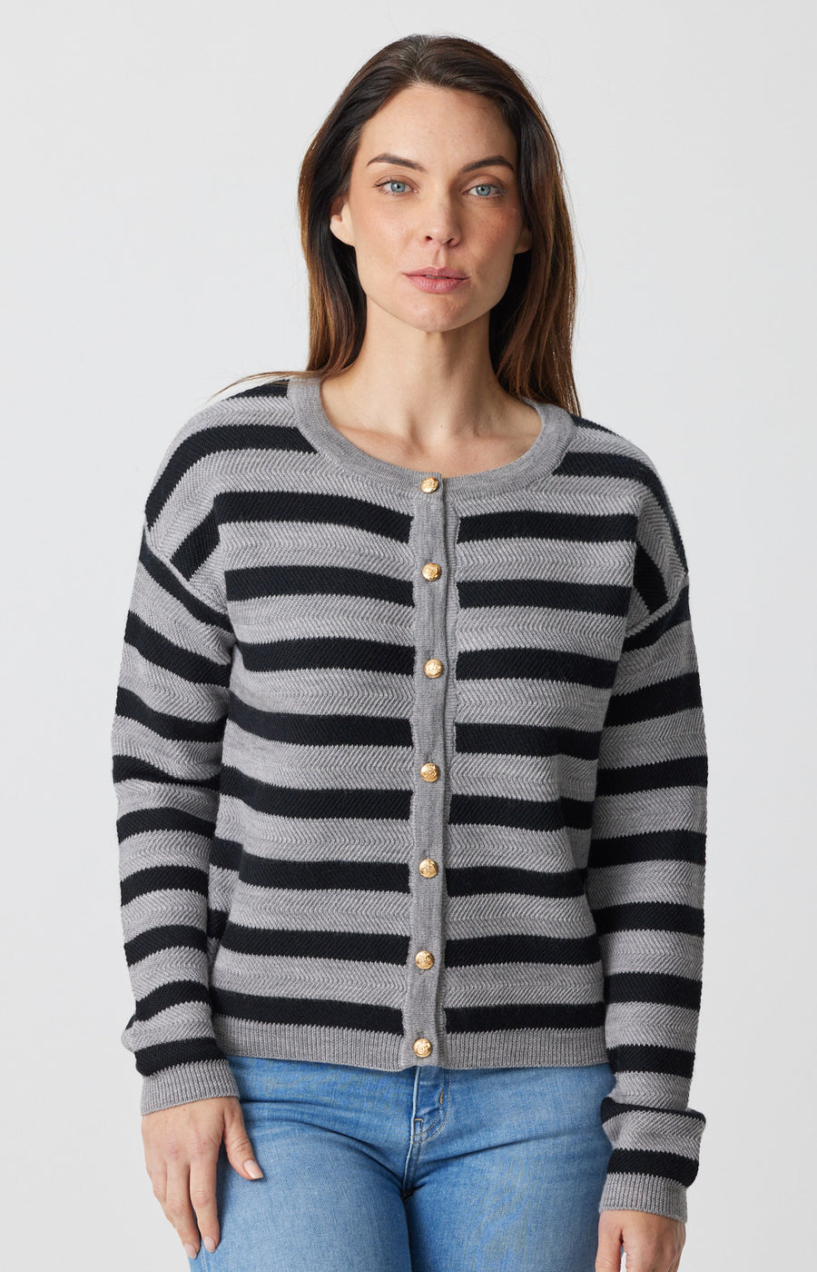 Racking Stripe Crew Cardigan