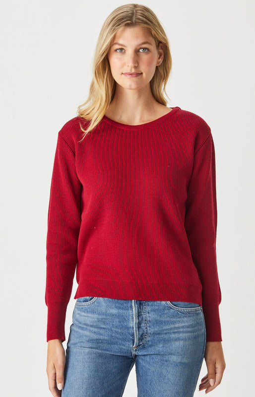 Merino Long Ribbed Knit Crew