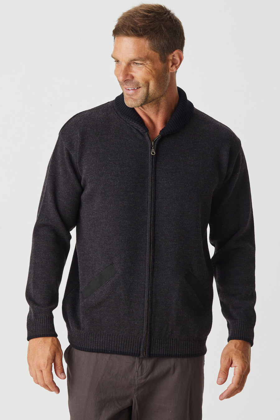 Merino Shawl Zip Cardigan with Pockets