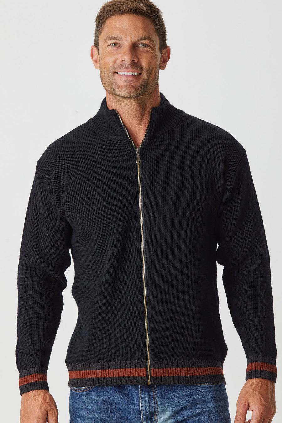 Merino Prince Stripe Zip Cardigan