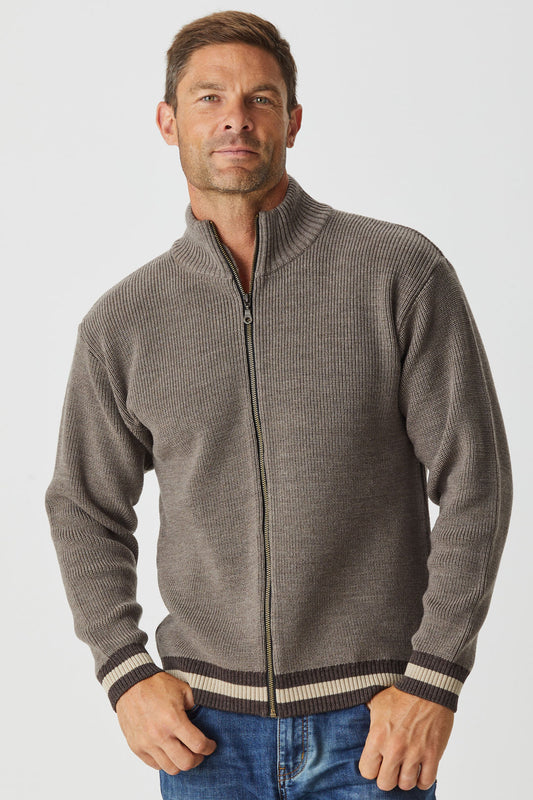 Merino Prince Stripe Zip Cardigan