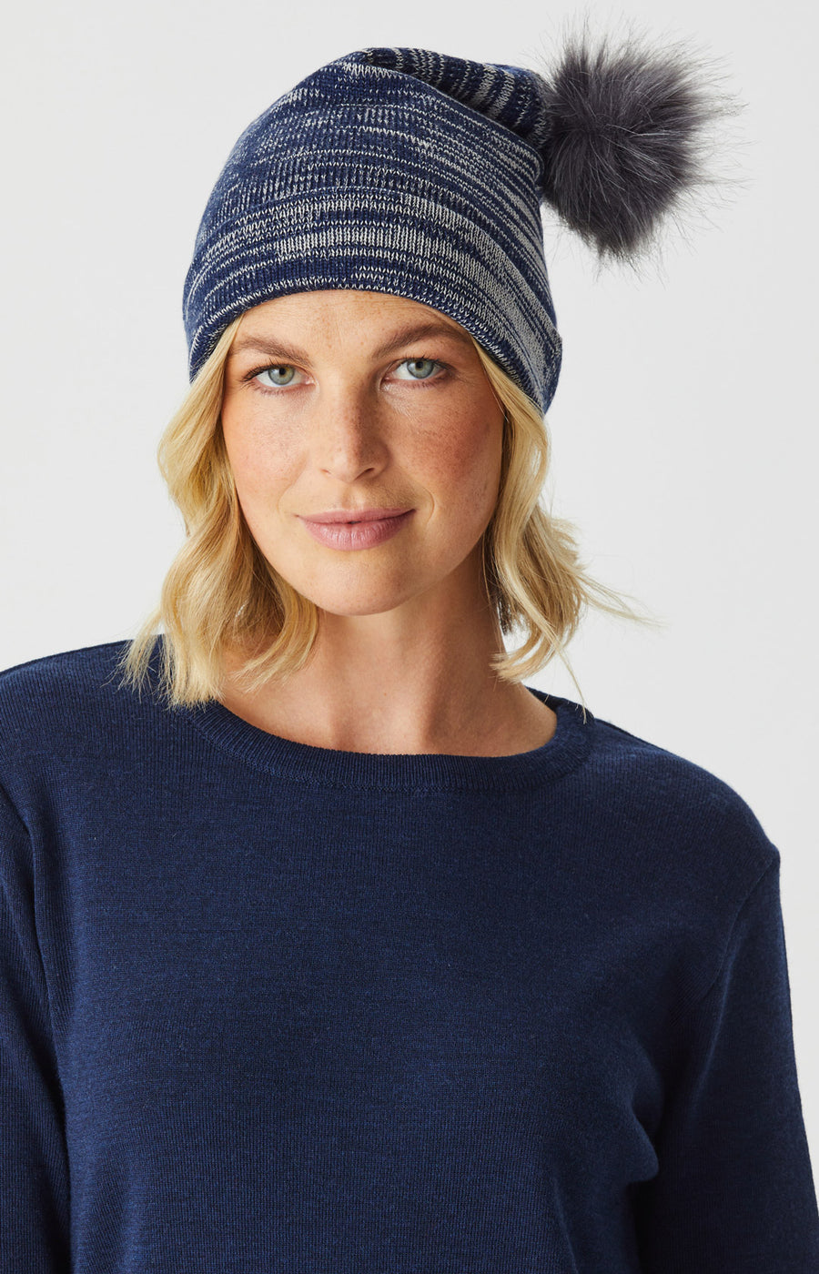 Sass Merino Beanie with faux fur Pom Pom
