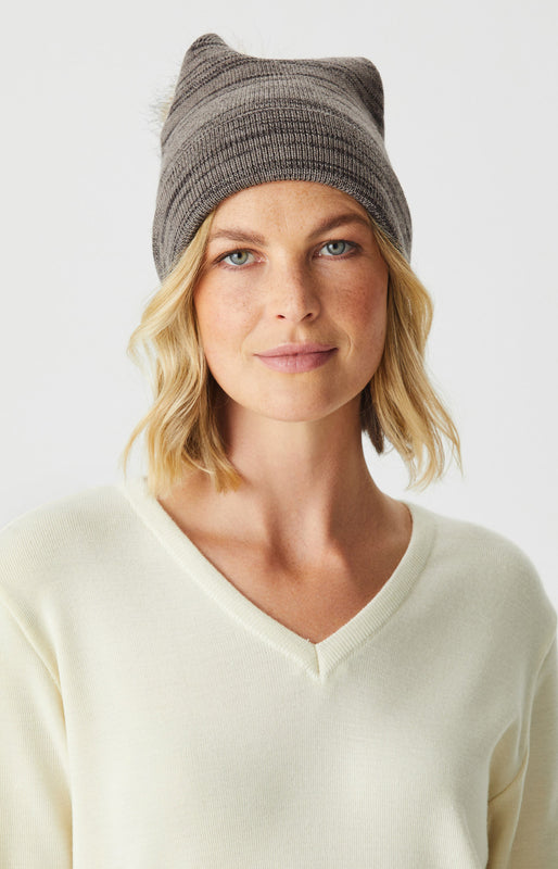 Sass Merino Beanie with faux fur Pom Pom