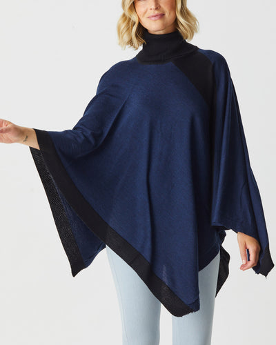 Merino Stripe Poncho Roll Neck