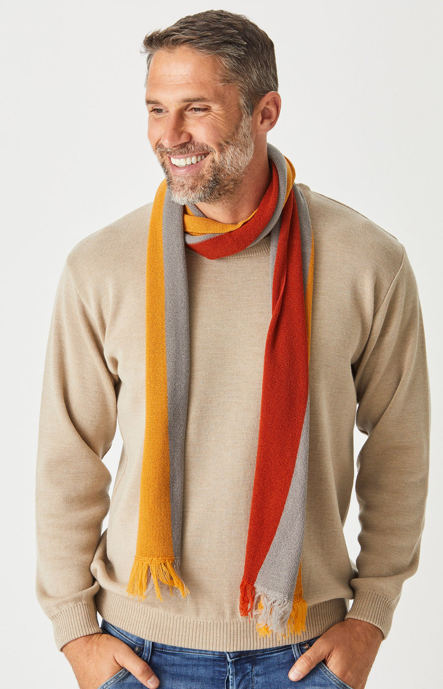 Block Stripe Scarf with Frills