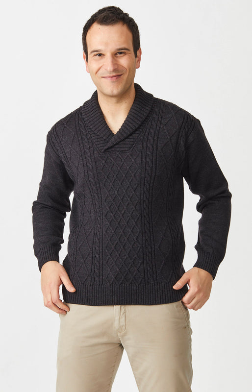 Diamond Cable Shawl Sweater
