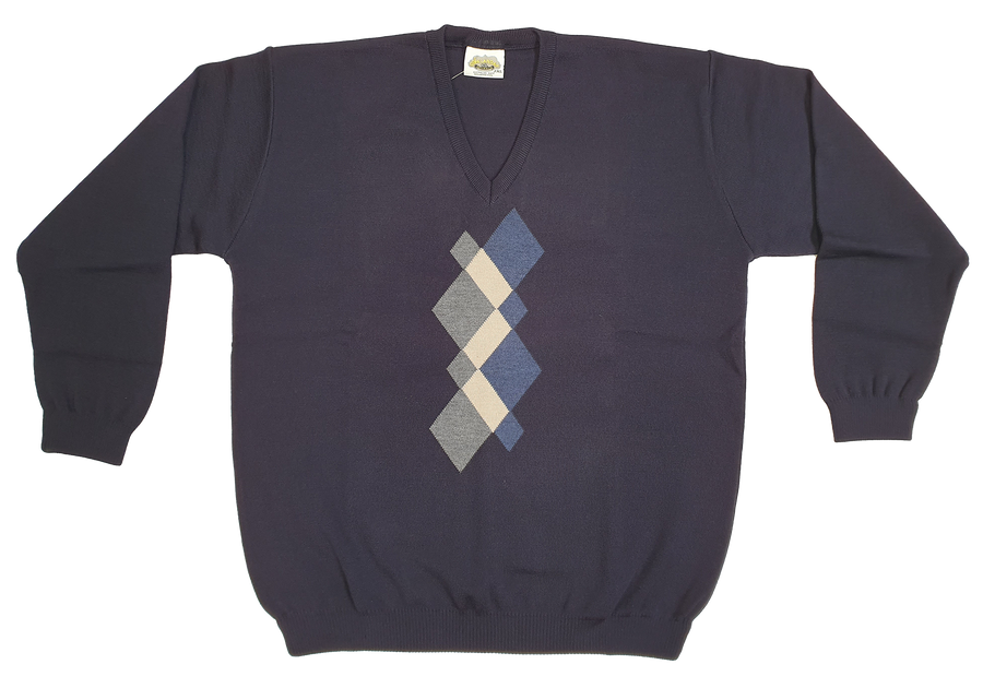 Argyle Pattern V Neck Sweater - Aklanda Australia
