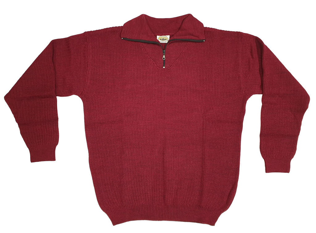 Merino Pineapple Stitch Zip Collar Sweater - Aklanda Australia