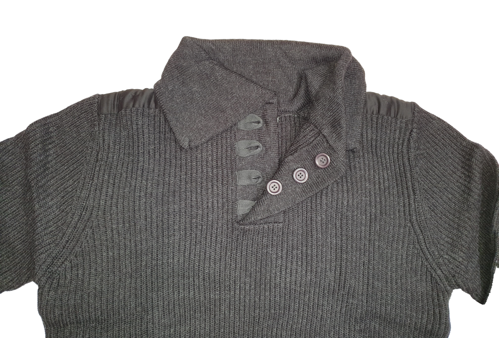 Merino High Collar Button Polo Sweater - Aklanda Australia