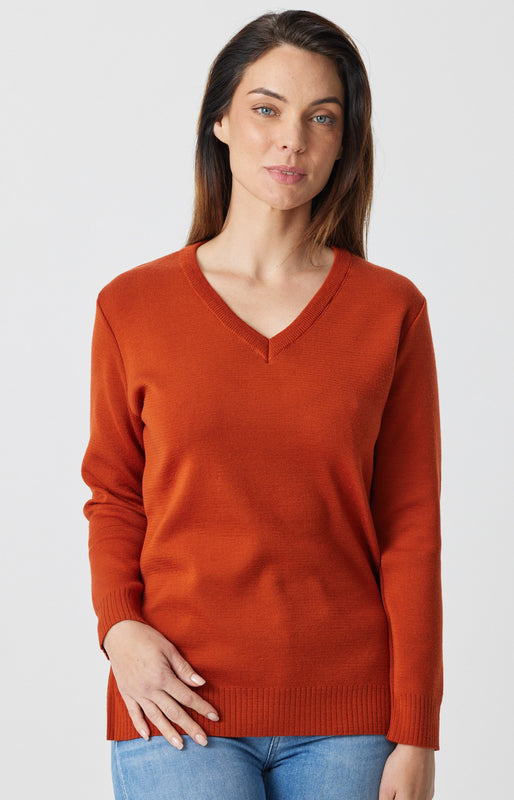 Merino Long V Sweater with Splits