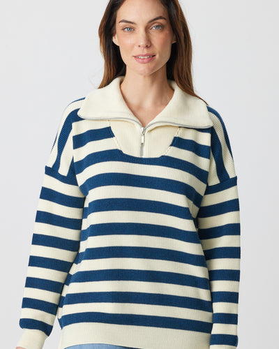 Stripe Zip Shawl Sweater