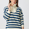 Stripe Zip Shawl Sweater