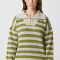 Stripe Zip Shawl Sweater