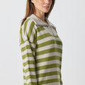 Stripe Zip Shawl Sweater