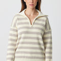 Stripe Zip Polo Sweater