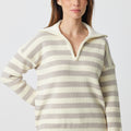 Stripe Zip Polo Sweater