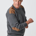 Merino Patch Crew Rib with Suede