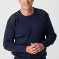 Merino Patch Crew Rib with Suede