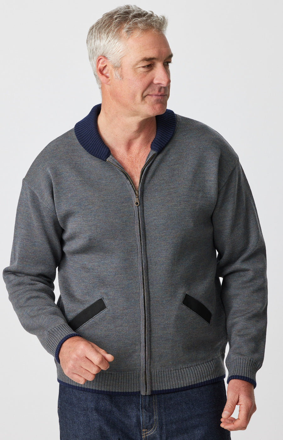 Merino Shawl Zip Cardigan with Pockets