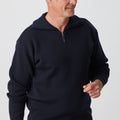 Merino Half Zip Open Collar Sweater