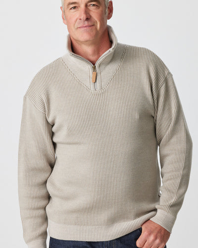 Merino Half Zip Open Collar Sweater