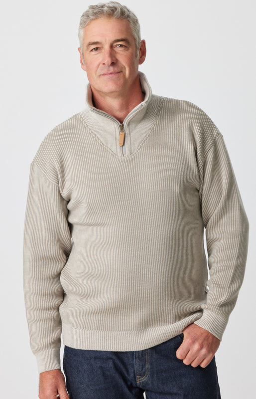 Merino Half Zip Open Collar Sweater