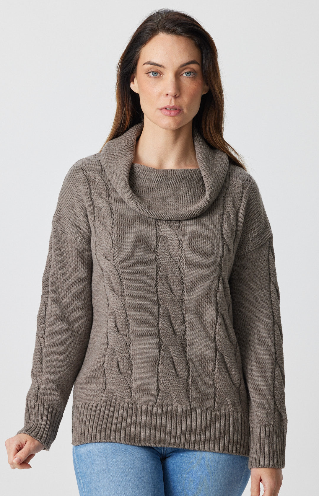 Chunky Cable Cowl Neck Top