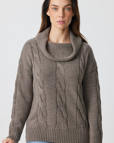 Chunky Cable Cowl Neck Top