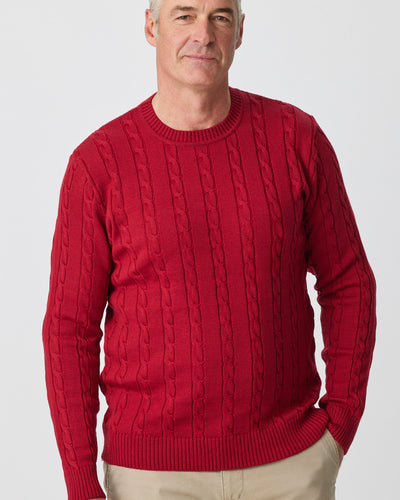 Column Cable Crew Sweater
