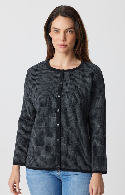 Herringbone Crew Neck Cardigan