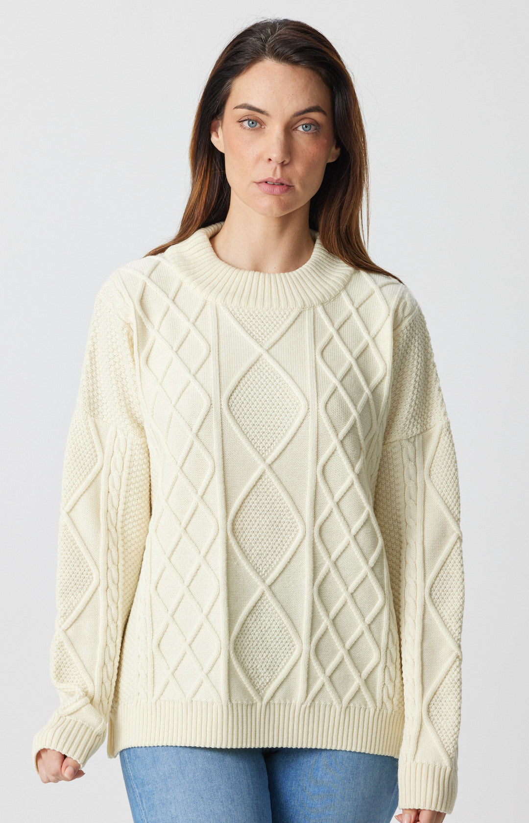 Manhattan Cable Crew Sweater Merino Knitwear Aklanda Australia