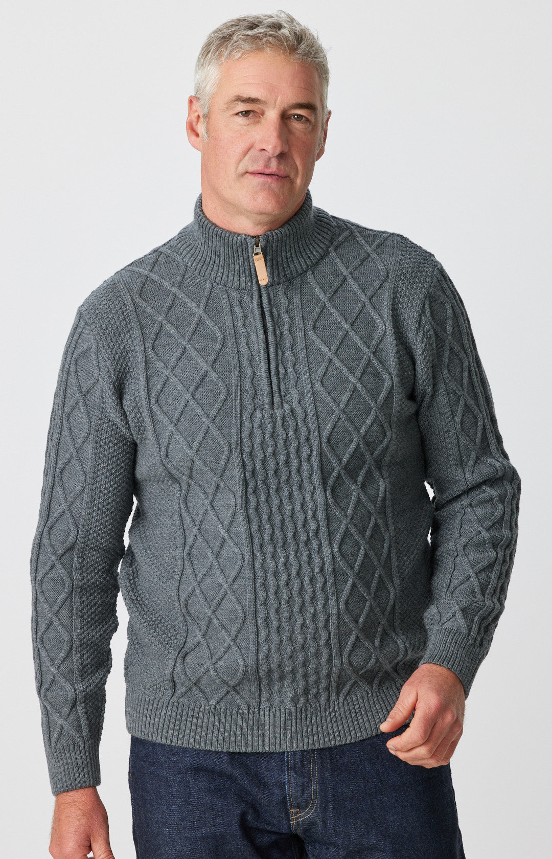 Band collar zipper gingham sweaters deals