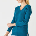 Merino Long V Sweater with Splits