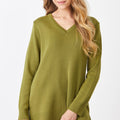 Merino Long V Sweater with Splits