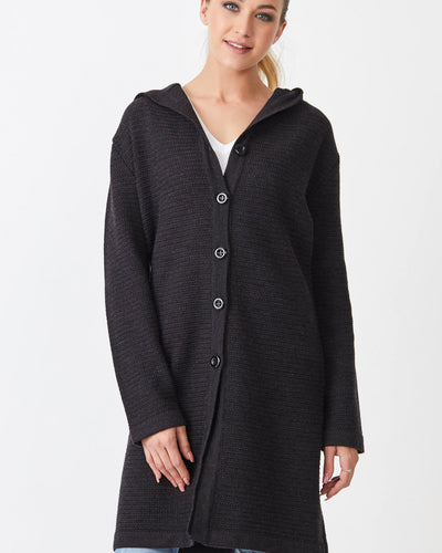Waffle Knit Hoodie Coat