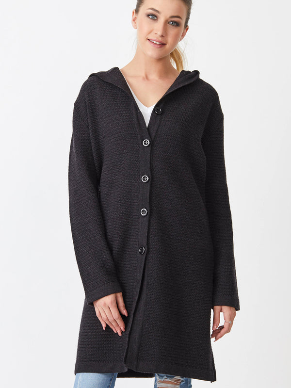 Waffle Knit Hoodie Coat