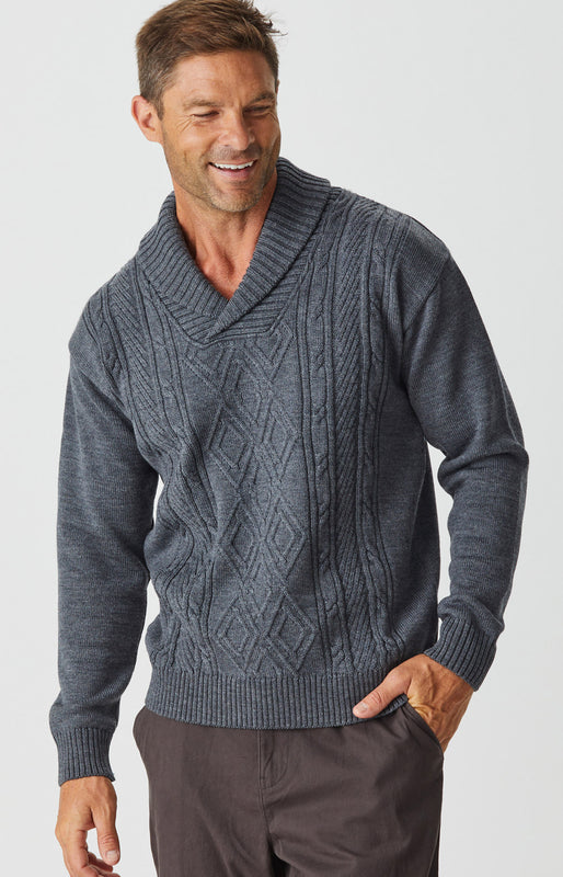 Aaron Cable Shawl Sweater