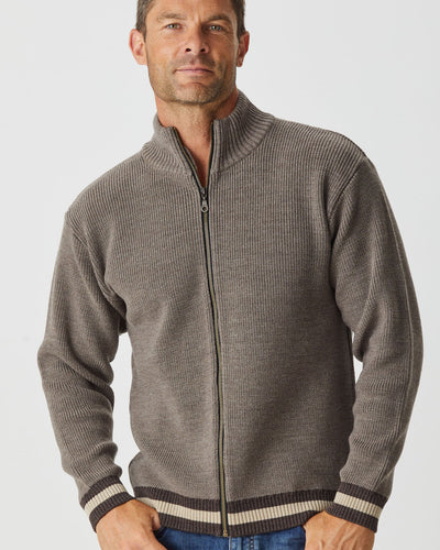 Merino Prince Stripe Zip Cardigan