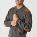 Merino Patch Zip Cardigan with Suede