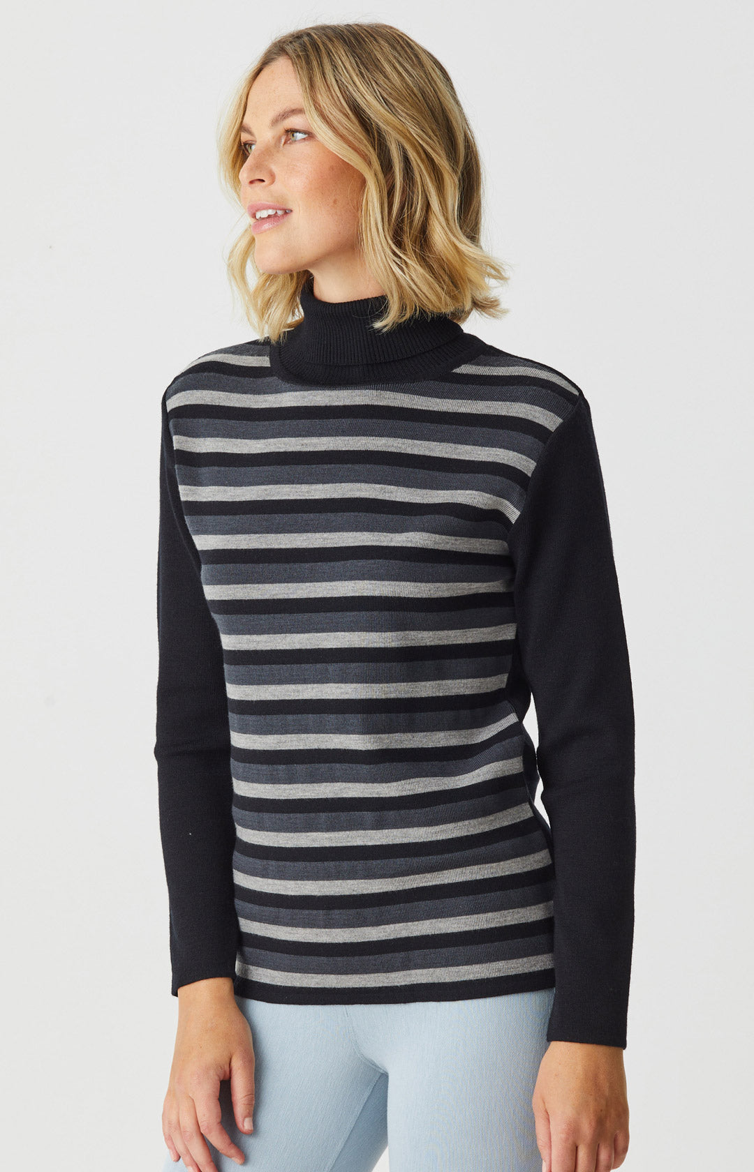 Womens Sweaters Turtleneck Sweater Something Navy Subtle Sheen