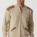 Merino Patch Zip Cardigan with Suede