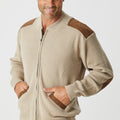 Merino Patch Zip Cardigan with Suede