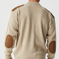 Merino Patch Zip Cardigan with Suede