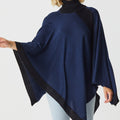 Merino Stripe Poncho Roll Neck