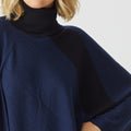 Merino Stripe Poncho Roll Neck