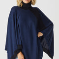 Merino Stripe Poncho Roll Neck