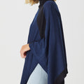 Merino Stripe Poncho Roll Neck