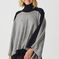 Merino Stripe Poncho Roll Neck